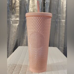 Starbucks 2024 Peach Pink Iridescent Studded Cold Cup Tumbler Coffee Collectible